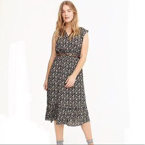 J Crew Mercantile Flutter Sleeve Midi Ruffle Dress